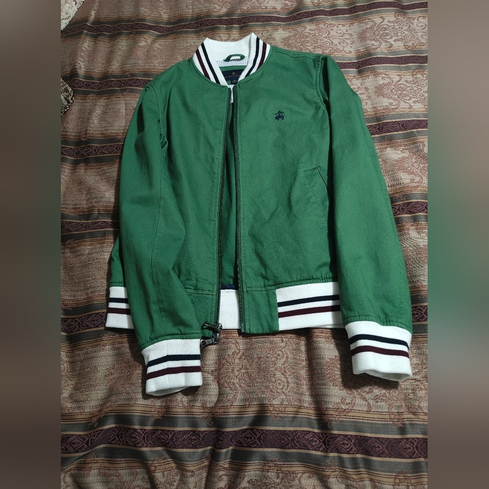 Mens Brooks Brothers Green Bomber Jacket